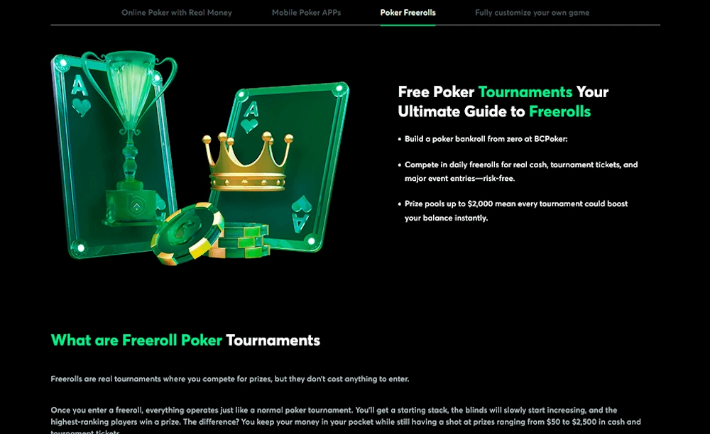 BC Poker lobby filtered by free tournaments