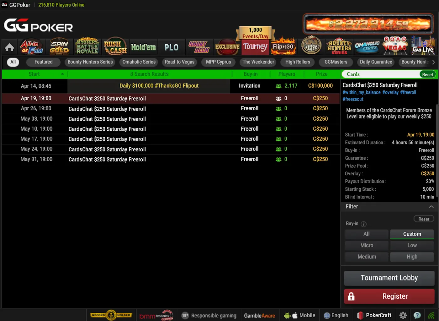 GGPoker freeroll password registration dialog